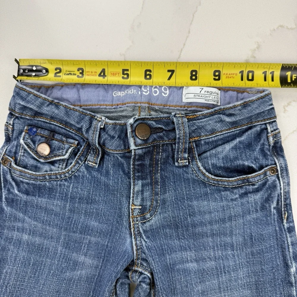 GapKids 1969 Jeans Girls 7 Regular Straight Leg Blue‎ Med Wash Adjustable Waist